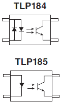 加强绝缘类轻薄通用晶体管耦合器内部电路图: TLP184, TLP185.